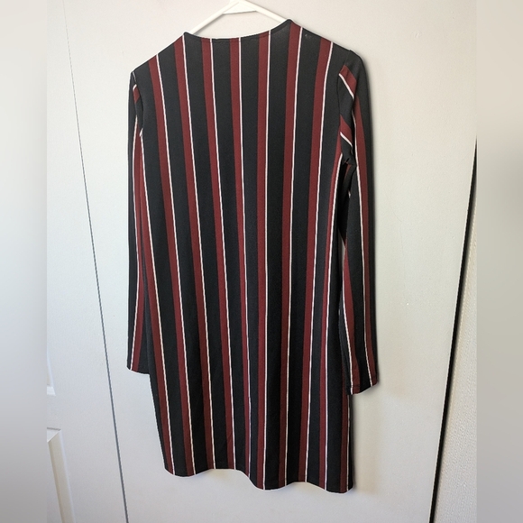 MANGO Striped Short Women Dress Long Sleeve Size 4 Red And Black Color - Picture 7 of 9